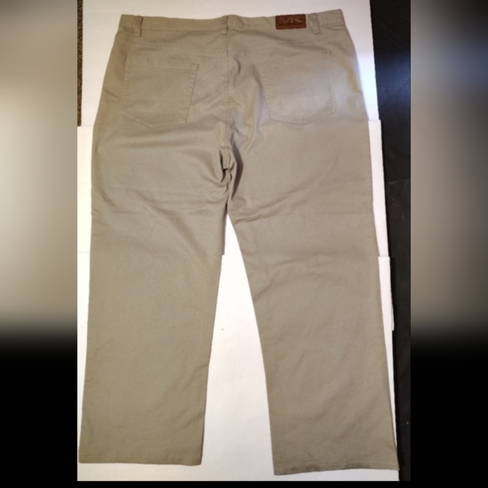 Michael Kors 46Wx32L Straight Leg, Khakis Pants, Men Beige, Plain Pckts, ZipUp,